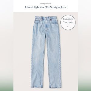 Abercrombie Ultra high rise 90s straight jeans light wash A&F